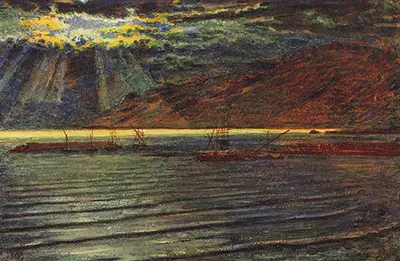 Fishingboats by Moonlight William Holman Hunt